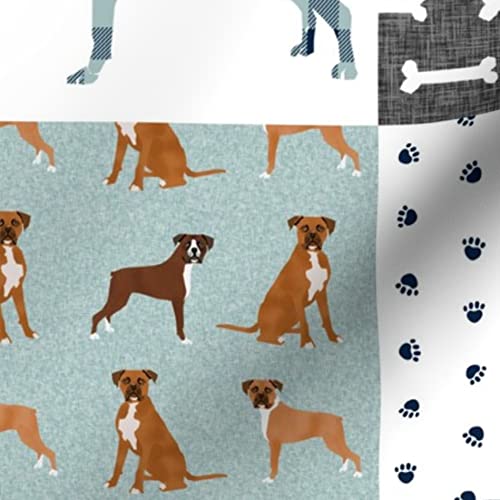Premium Spoonflower Fabric - Custom Boxer Dog Breed Portrait Printed on Soft Minky Fabric by The Yard - Perfect for Pet Quilts, Nursery Decor, Baby Blankets & Quilt Backing - DIY Sewing Projects for Dog Lovers