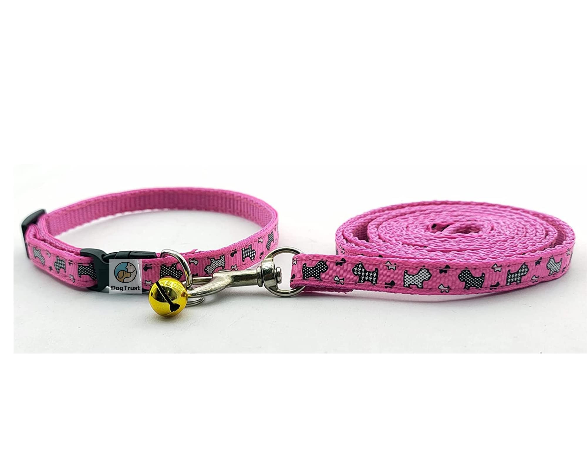 **Premium Adjustable Nylon Dog Collar and Leash Set – Breathable & Quick Release, 10mm Width (Sky Blue/Pink) – Perfect for Puppies, Cats & Small Dogs – Ideal for Walks, Training & Outdoor Adventures**