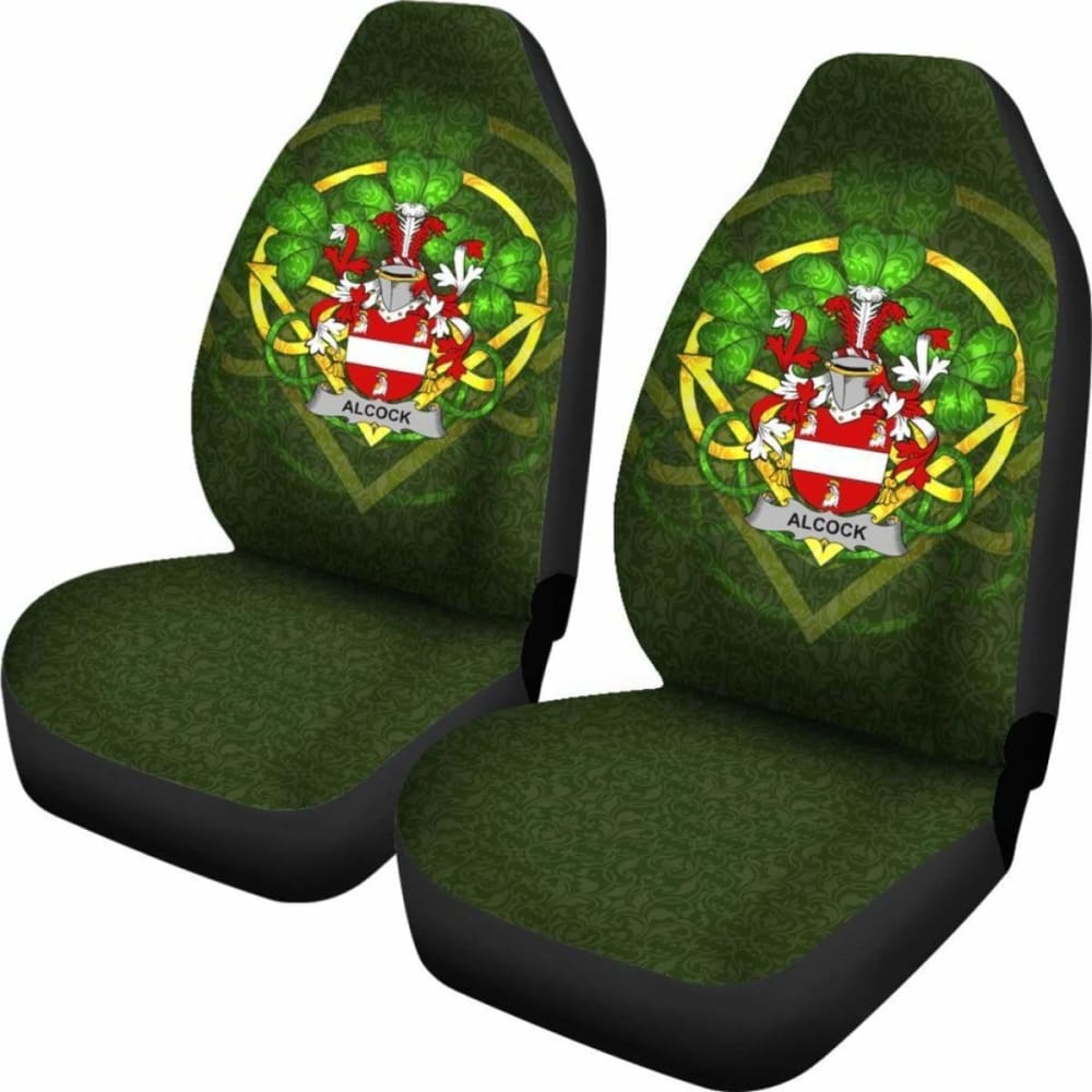Alcock Ireland Car Seat Cover Set of 2 - Celtic Shamrock Design for Cars, SUVs & Trucks - Waterproof & Durable Seat Protectors for Pets, Kids & Daily Use