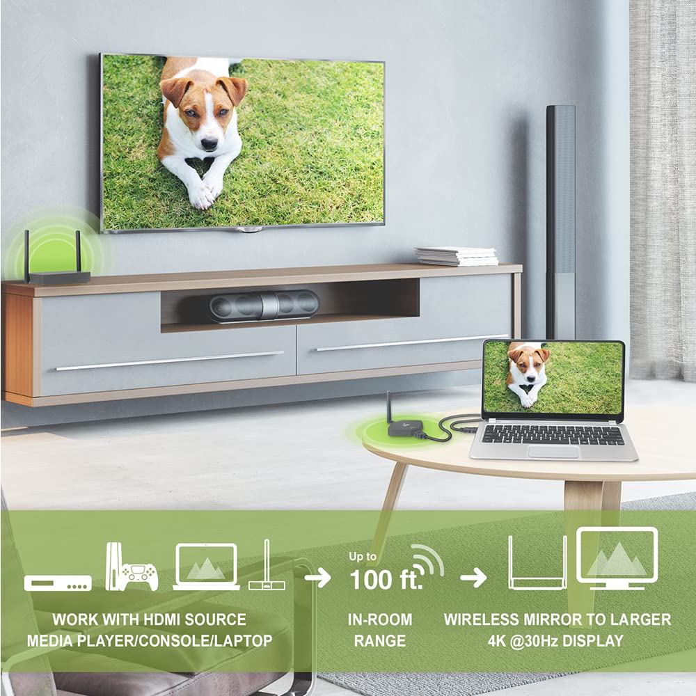 IOGEAR Wireless 4K HDMI Transmitter and Receiver Kit - Stream HD Video & Audio to TV, Projector, or Monitor - Ideal for Home Theater, Gaming, and Office Presentations
