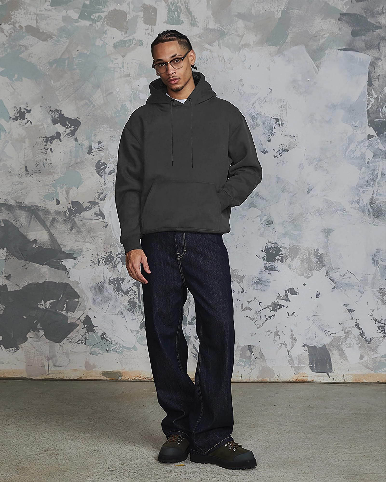 Men's Heavyweight Fleece Hoodie - Oversized Pullover Sweatshirt with Pocket | Casual Sportswear for Gym, Running & Streetwear
