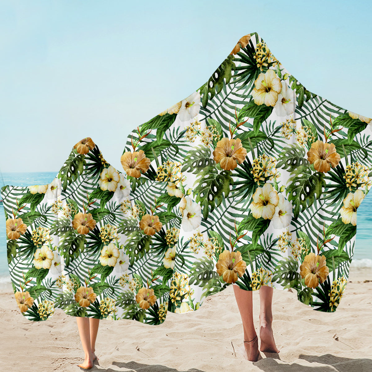 Hibiscus Tropics Hooded Towel for Kids - Soft & Absorbent Baby Bath Towel with Hood - Perfect for Beach, Pool & After Bath Wrap (Floral Design)