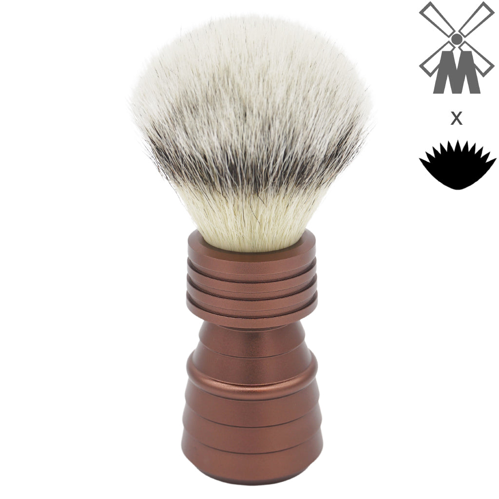 25mm Mühle STF XLarge Shaving Brush with AP Shave Co. Alumihandle - Bronze Matte Rocket Design for Wet Shaving & Grooming - Perfect for Barbershops, Home Use & Luxury Shaving Kits