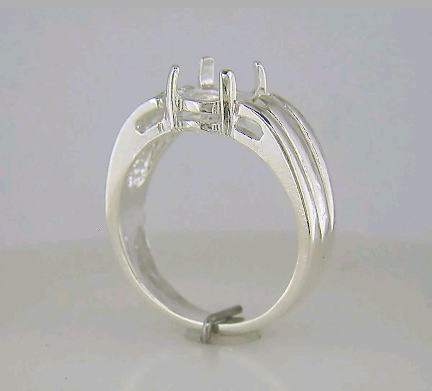 Solid Sterling Silver or 14kt Gold 8x6mm & 12x10mm Oval Four Prong Tri-Ribbed Ring Setting - Size 7 (163663/143663) - Perfect for Engagement Rings, Wedding Bands & Jewelry Making