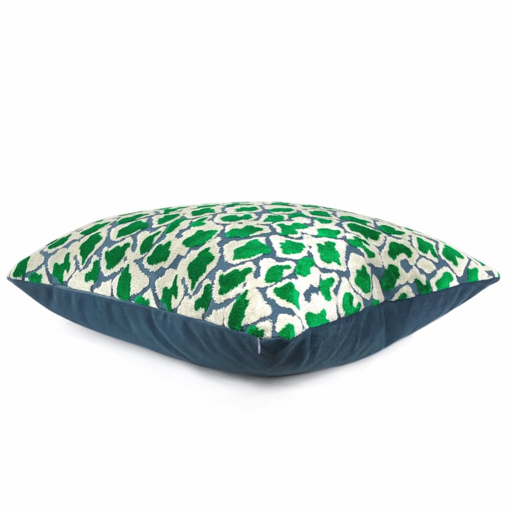 Coco Blue Green Leopard Print Velvet Pillow Cover - Soft Decorative Throw Pillow Case for Sofa, Bed, Couch - Home Decor & Living Room Accent