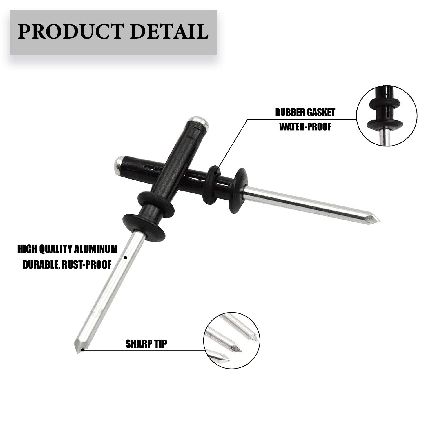 Kayak Rivet Tri-Grip Set - 20 PCS Aluminum Boat Rivets for Kayak Accessories | Durable Marine Hardware for Kayak Repair & DIY Boat Maintenance
