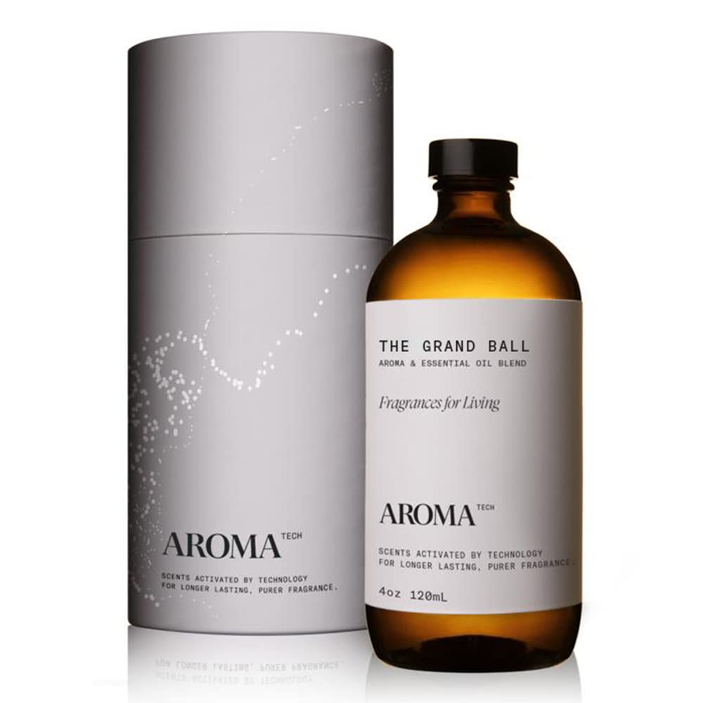 Premium AromaTech Grand Ball Aroma Oil for Diffusers - 100% Pure Essential Oil Blend with Rose, Orris Leather, Tonka Bean & Sandalwood (120ml) - Perfect for Ultrasonic Scent Machines, Home Spa, Yoga Studios & Aromatherapy Relaxation