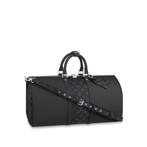 LV Keepall Bandouliere 50 Travel Duffle Bag in Black - Perfect for Weekend Getaways & Business Trips
