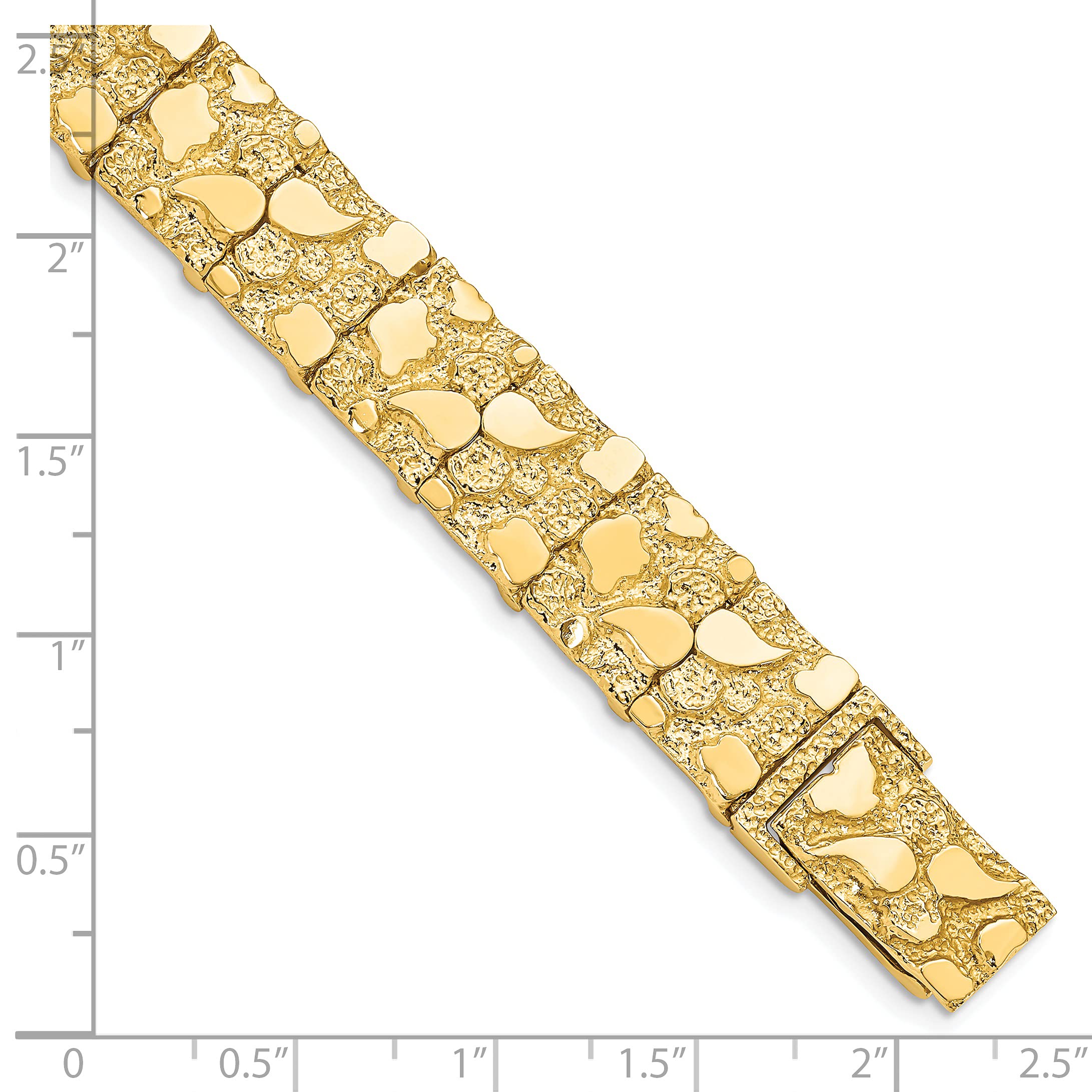 14K Yellow Gold 12.50mm Nugget Bracelet Chain Anklet - 7