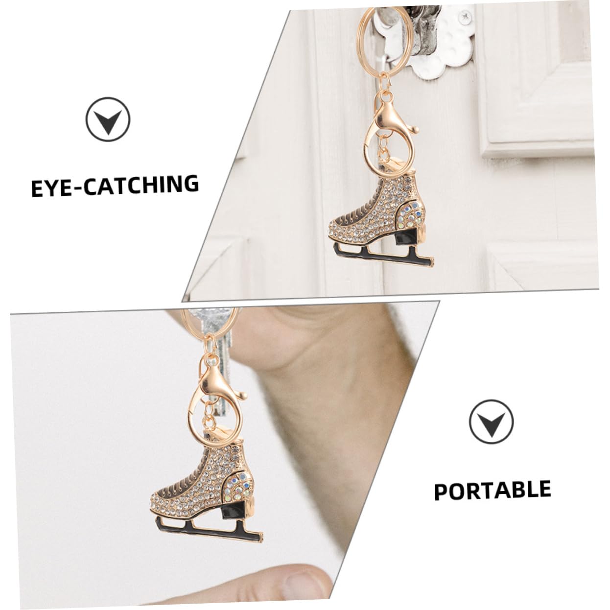 KITANDOVE Ice Skates Keychain - Cute Skating Charm Keyring with Metal Key Holder - Perfect Gift for Skaters & Ice Hockey Fans - Great for Backpacks, Gym Bags & Winter Sports Enthusiasts