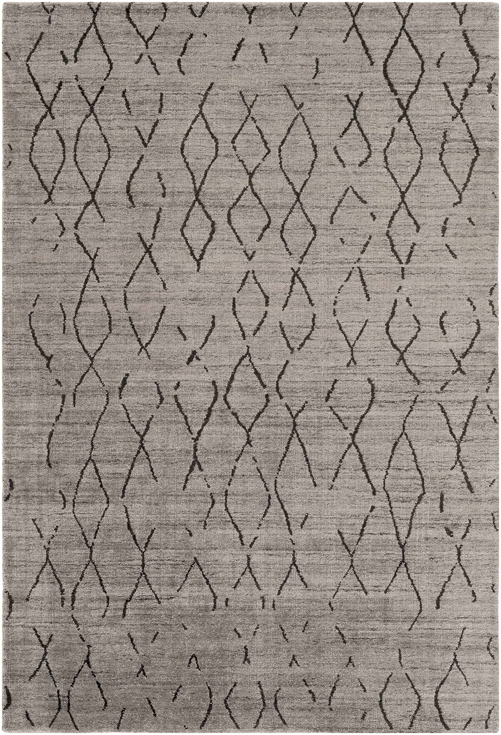 Bohemian Transitional Area Rug for Living Room & Bedroom - 2' x 3' Black Charcoal Gray Handmade Hauteloom Tomakin Rug - Perfect for Cozy Home Decor & Boho Chic Style