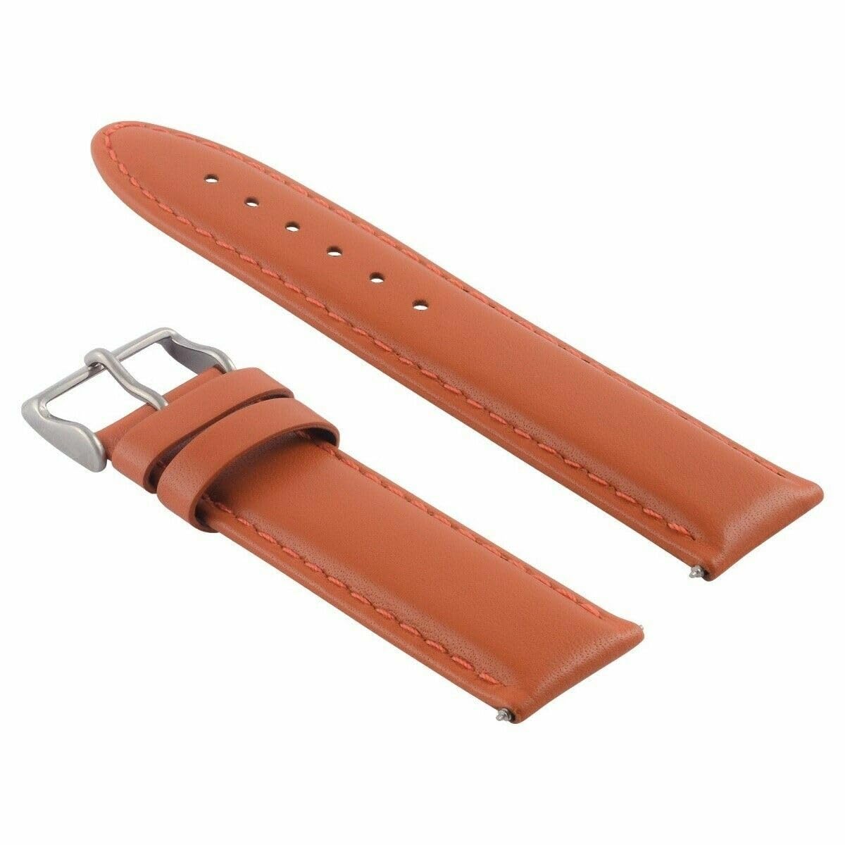 20mm Smooth Genuine Leather Watch Band Strap for Men - Replacement Strap Compatible with Montblanc Watches - Orange Color - Perfect for Business, Casual & Formal Occasions