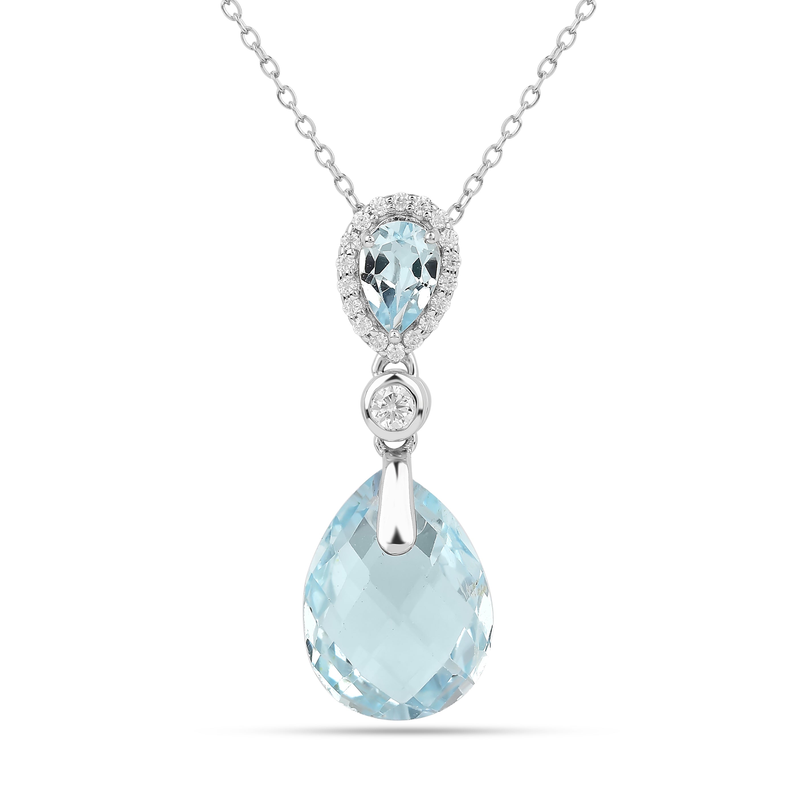 Natural Sky Blue Topaz Necklace for Women - Elegant Sterling Silver Jewelry Gift for Her, Birthday, Anniversary & Special Occasions