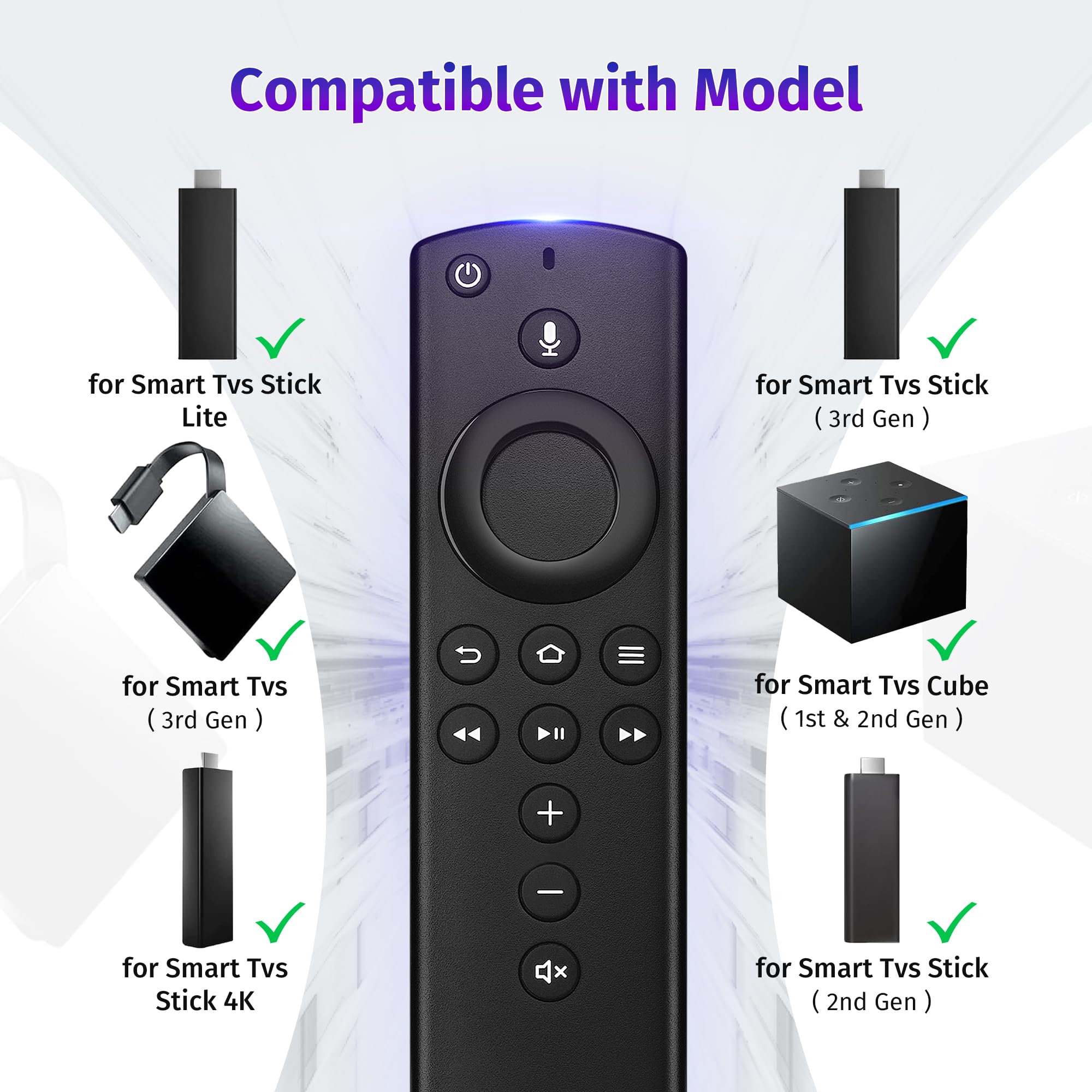 Yalanle Replacement Voice Remote Control Compatible with Fire TV Stick 4K, Fire TV Cube (1st/2nd/3rd Gen) - Hands-Free Alexa Voice Search for Smart TVs | Perfect for Streaming Netflix, Hulu & Prime Video