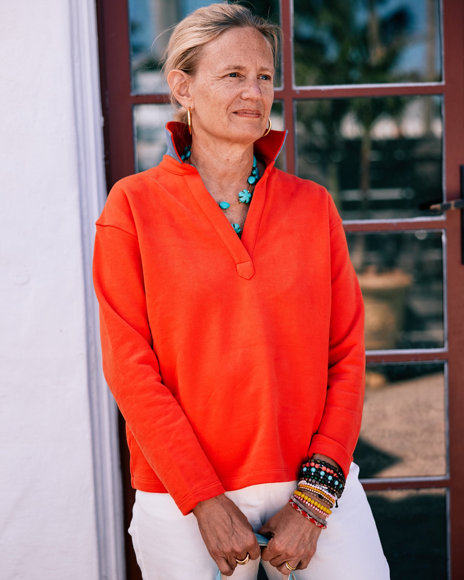 Women's Inlet Pullover Sweatshirt - Soft Poppy Loopback Terry Fabric | Cozy Loungewear for Casual Outings & Relaxing at Home