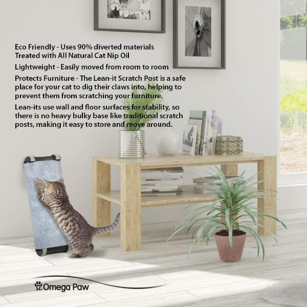 Omega Paw Lean Anywhere Cat Scratching Post - Durable & Space-Saving for Small Apartments & Multi-Cat Homes