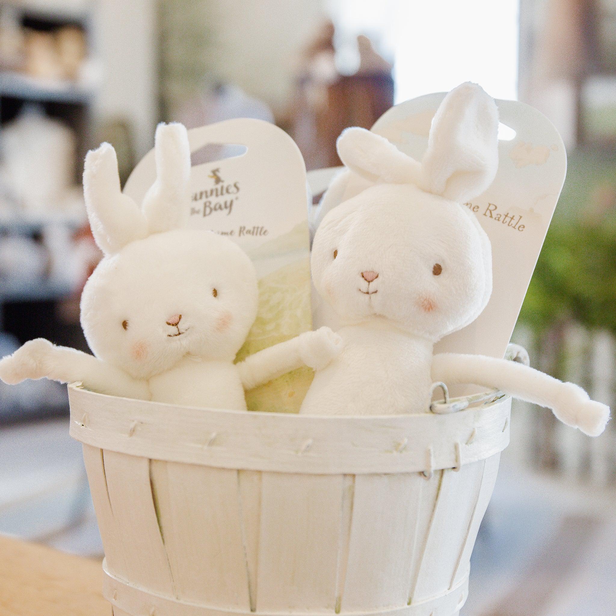 Friendly Chime White Bunny - Adorable Nursery Decor, Baby Shower Gift & Kids Room Accessory for Newborns and Toddlers - Perfect for Cribs, Playrooms and Bedrooms