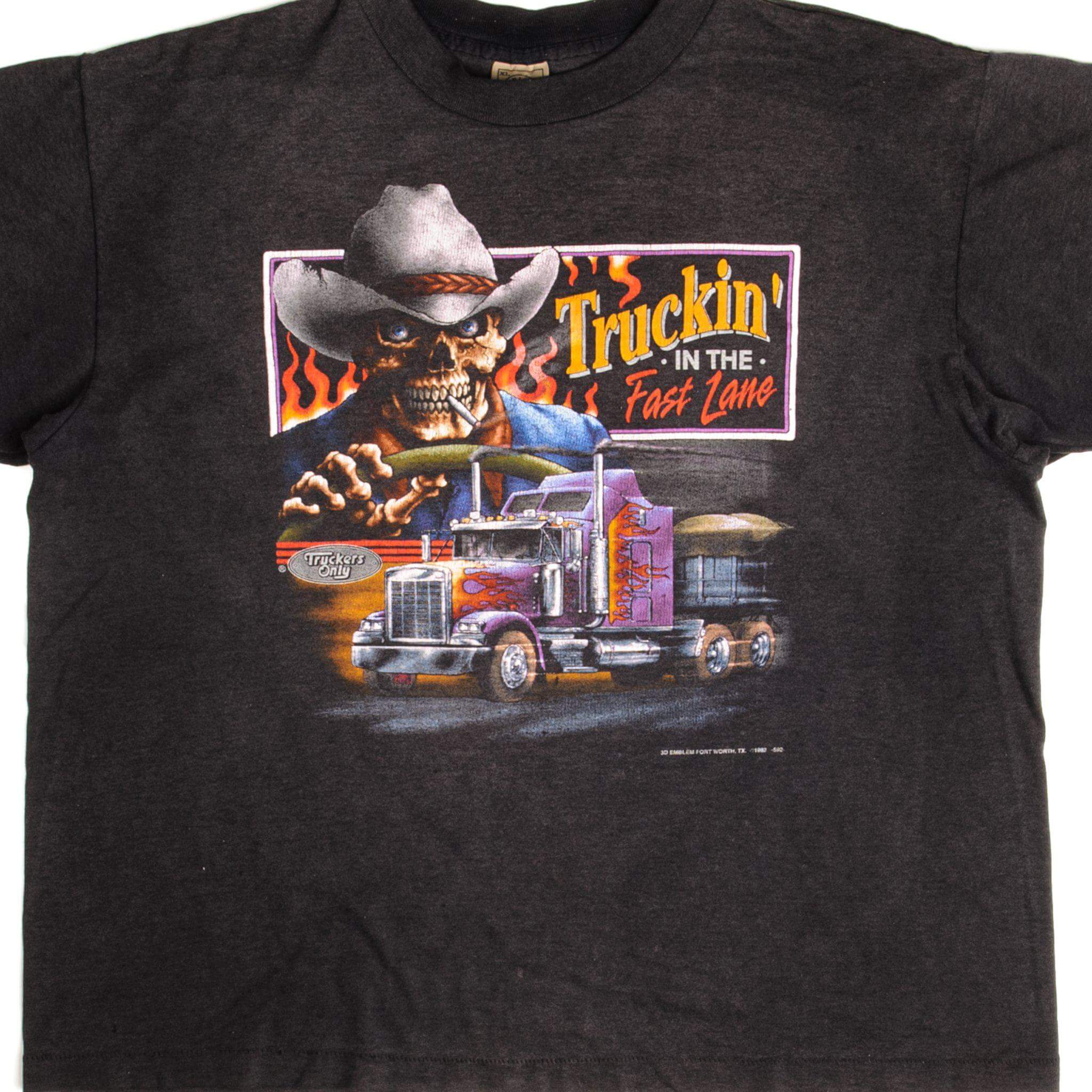 Vintage 3D Emblem Trucker T-Shirt 1992 - XL Size, Made in USA - Perfect for Motorcycle Riders, Bikers & Vintage Clothing Collectors