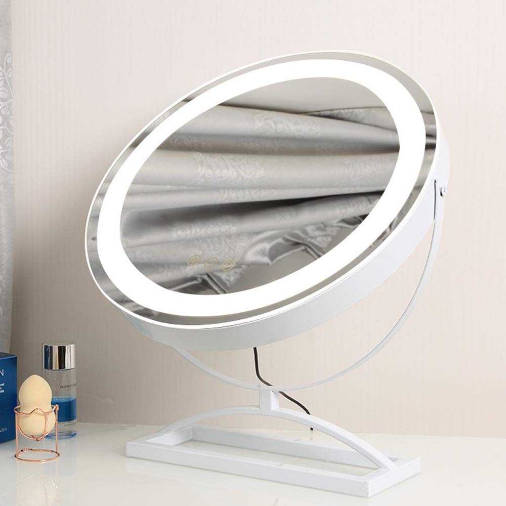 Modern LED Makeup Mirror with Light - Adjustable Desktop Vanity Mirror with Charging Port, 10X Magnification (Gold, White, Black, Rose Gold) 30x39cm, 40x49.2cm, 50x60cm - Perfect for Home Beauty Routine, Professional Makeup Application & Dressing Table Decor