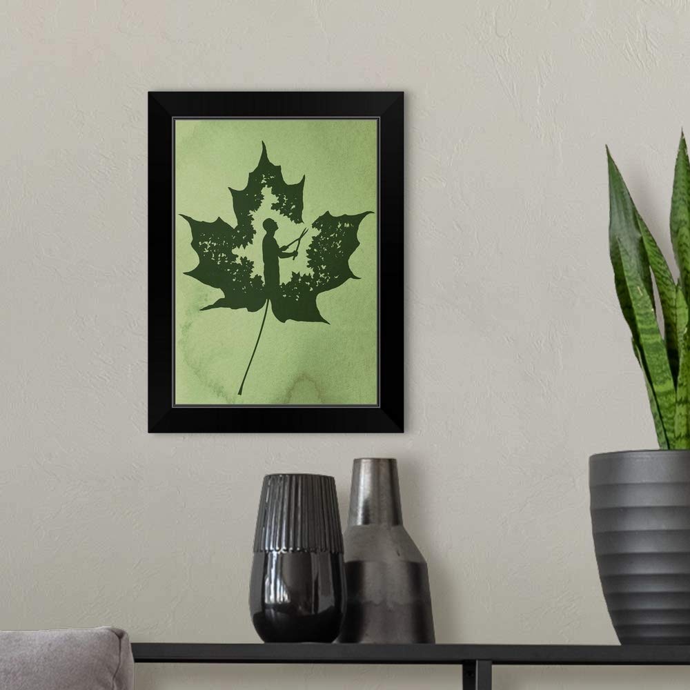Black Framed Botanical Leaf Art Print - Modern Wall Decor for Living Room, Bedroom & Office - Nature-Inspired Home & Office Artwork