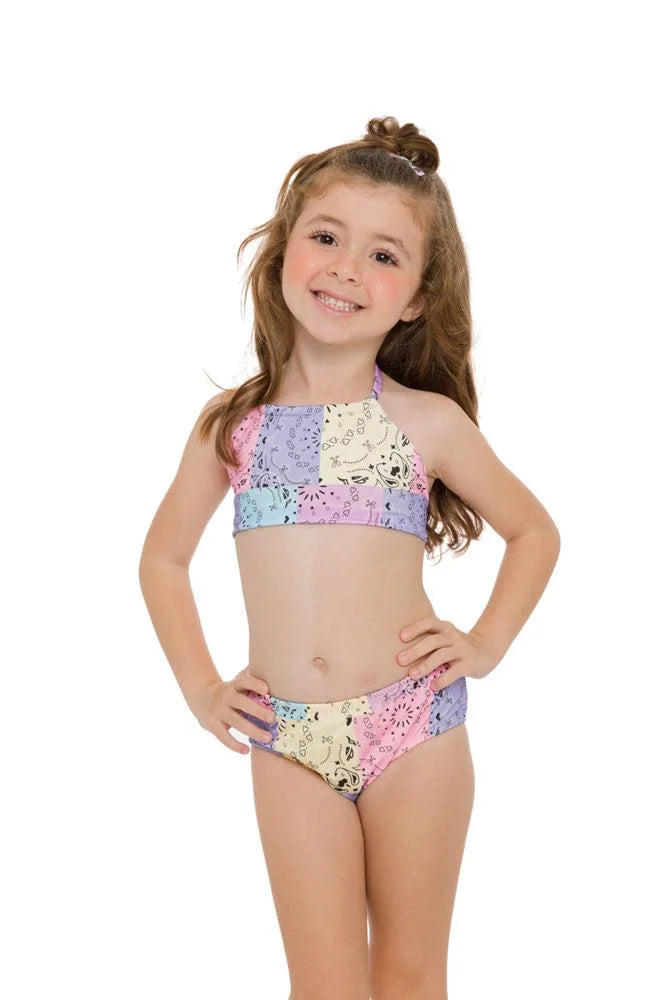 Pink Candy Love Girls Two Piece Swim Set - Cute Bikini for Teens, Summer Beach Swimwear, Pool Party Outfit for Girls