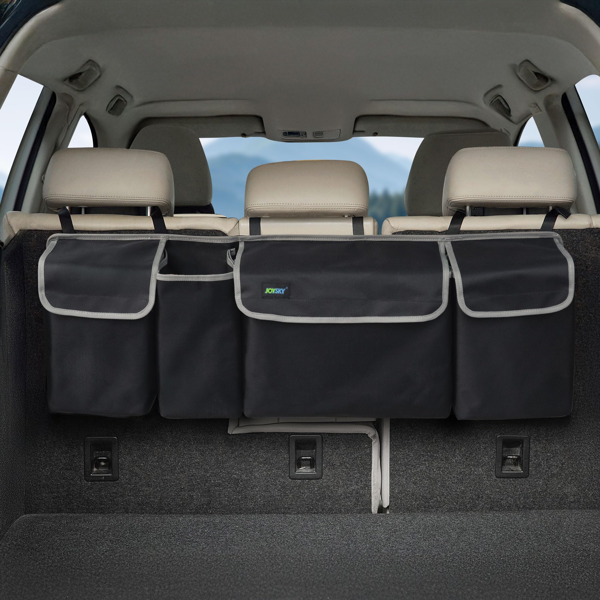 JOYSKY Car Trunk Organizer & Backseat Hanging Storage - Large Capacity SUV Organizer, Space-Saving Vehicle Accessories for Road Trips, Family Travel & Daily Commute