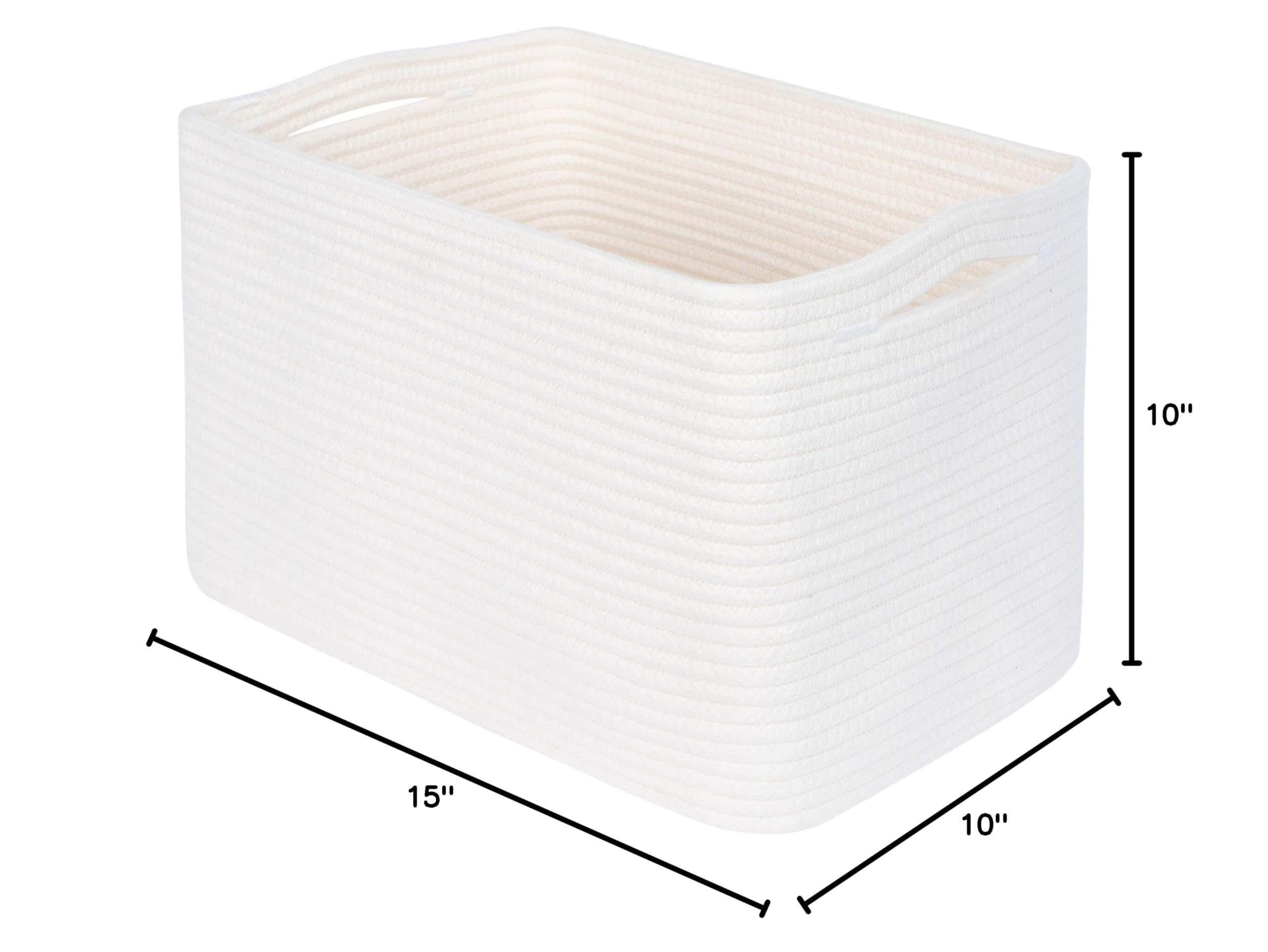 MINTWOOD Woven Storage Basket - Decorative Organizer for Shelves, Books, Closet, Pantry & Shoes | Creamy White | Perfect for Home, Office & Nursery Organization