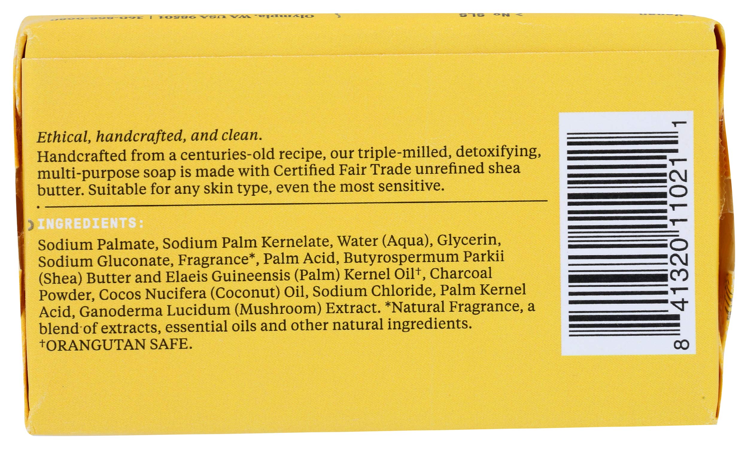 ALAFFIA Charcoal Reishi Authentic African Black Soap - 5 oz | Natural Cleansing Bar for Acne, Oily & Sensitive Skin | Face & Body Wash for Daily Skincare Routine