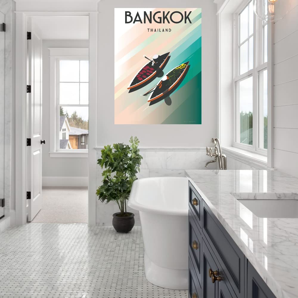 Omar Escalante Fine Art Canvas - Bangkok Thailand Wall Decor Painting for Living Room, Bedroom & Office - 32x43 Inch Ready to Hang - Perfect for Home, Dining Room & Guest House Decor