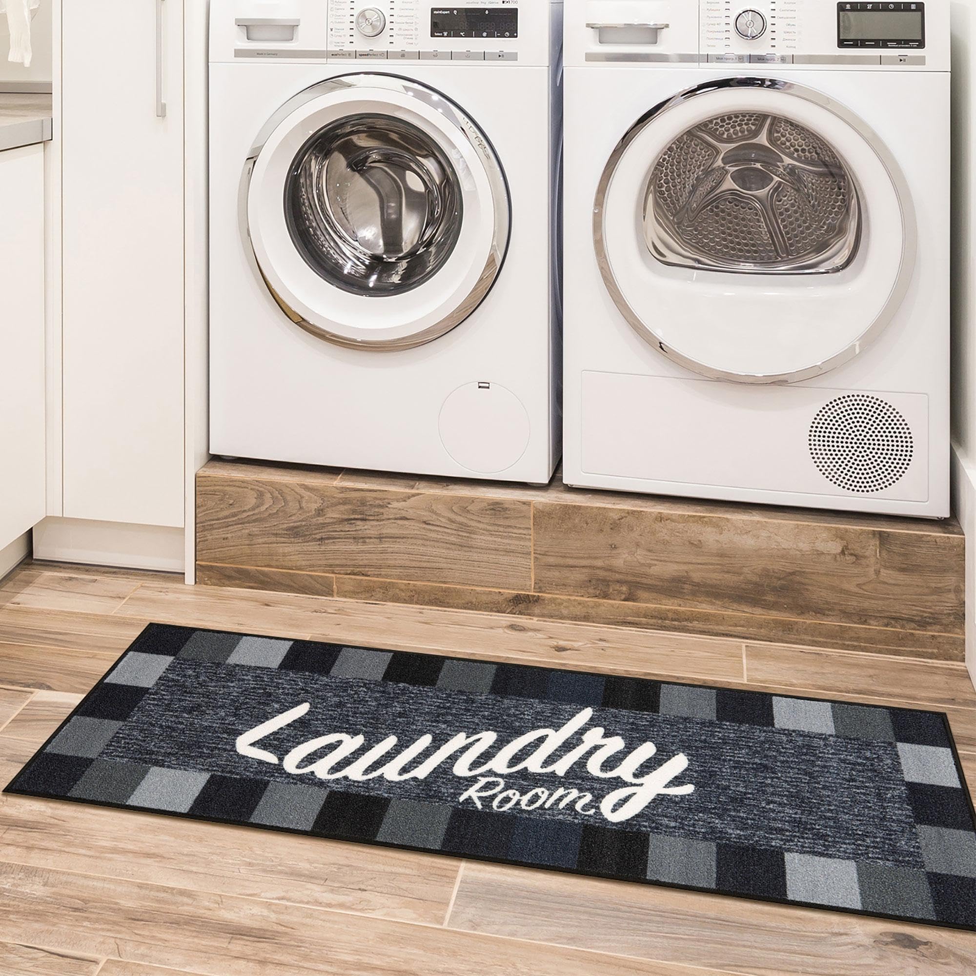 Ottomanson Non-Slip Rubber Backed Checkered Laundry Runner Rug 20