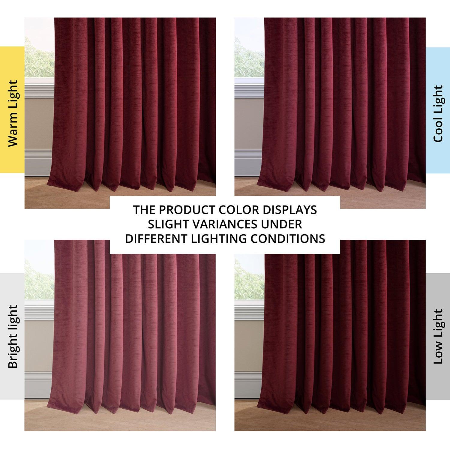 Dark Red Ravello Burnout Velvet Blackout Curtains for Bedroom & Living Room - Thermal Insulated Light Blocking Drapes for Better Sleep & Privacy