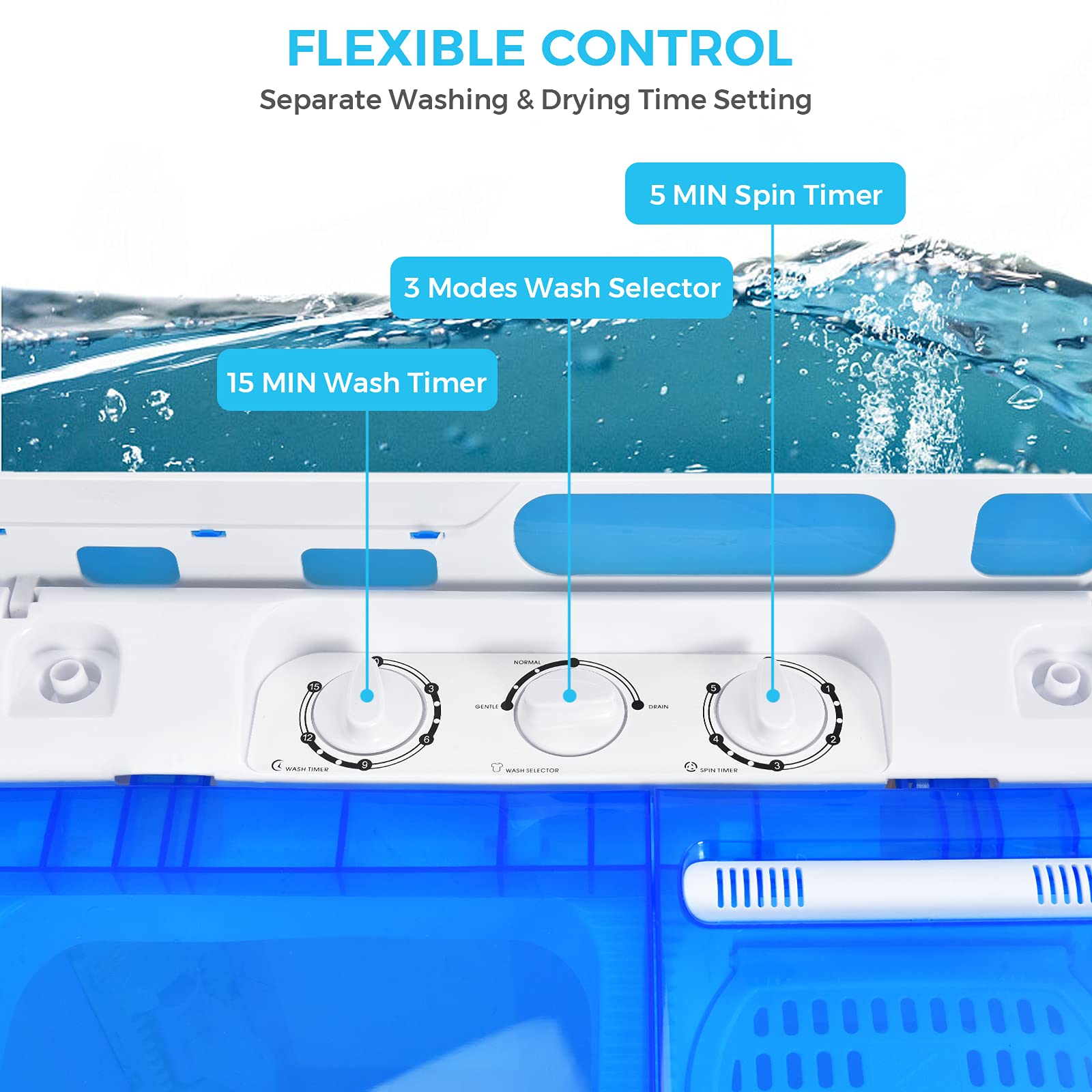 Giantex Portable Twin Tub Washing Machine and Dryer Combo - 13lbs Compact Mini Laundry Washer with Built-in Drain Pump, Semi-Automatic Wash & Spin Cycle - Perfect for Apartments, Dorms, Camping, RVs, and Small Spaces