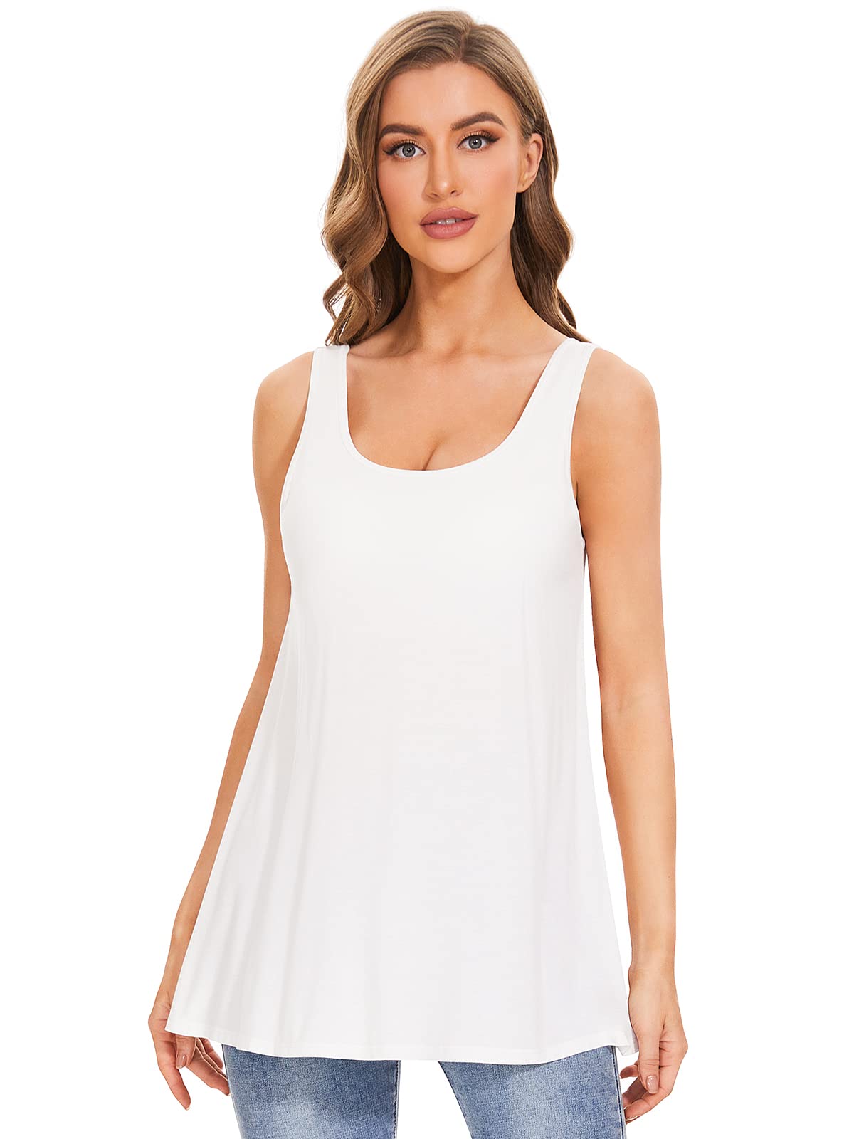 Women's Air Curvey Tank Top with Built-in Bra - Casual Flowy Pleated Loose Fit S-XXXXL | Perfect for Summer, Yoga, Beach & Everyday Wear
