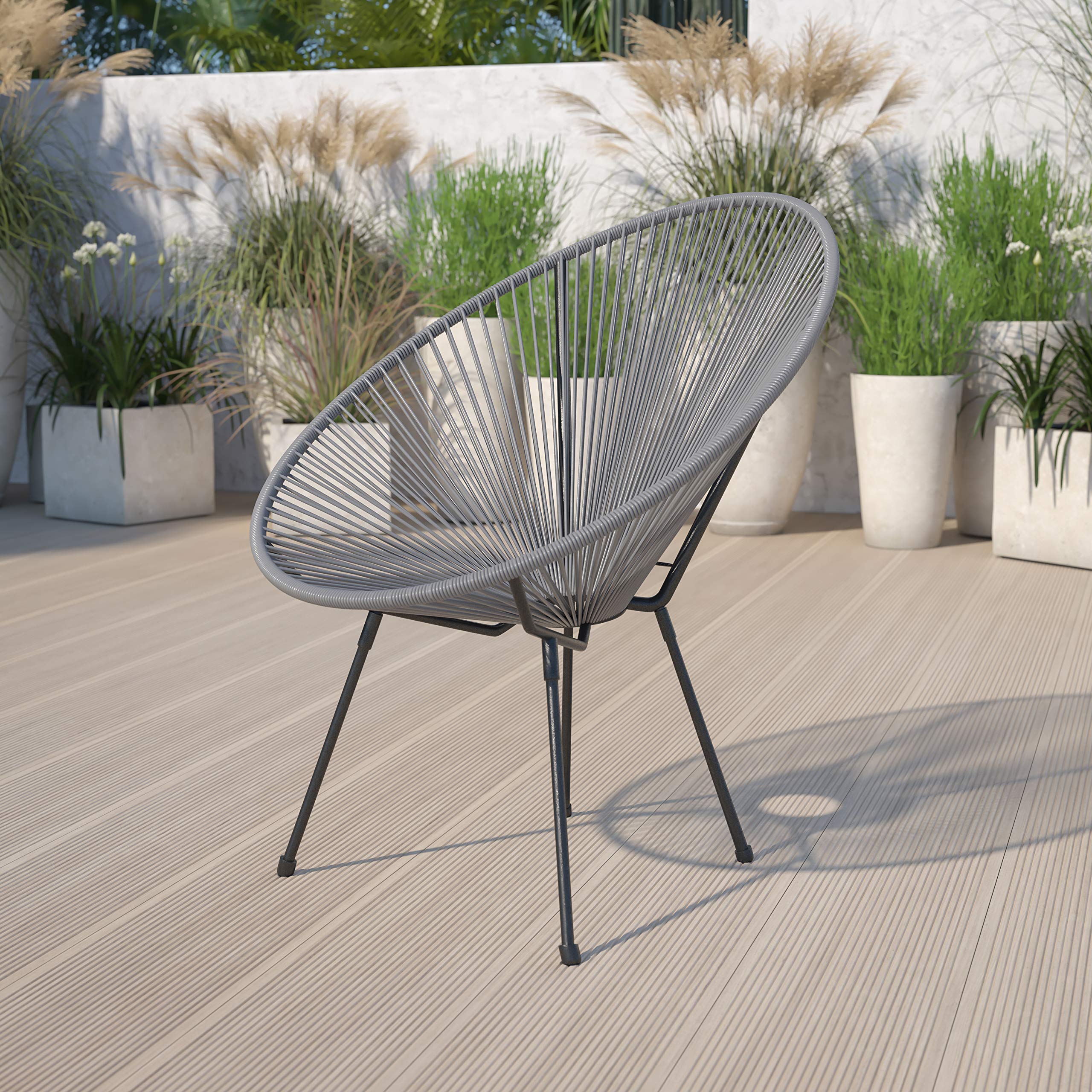 Comfortable Grey Papasan Bungee Lounge Chair - Indoor/Outdoor Relaxation for Patio, Garden, or Living Room