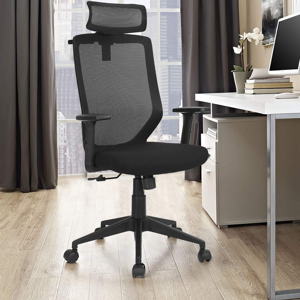 Ergonomic Mesh Office Chair - Adjustable Height, Tilt Tension & Swivel Rolling Computer Desk Chair for Home Office, Gaming & Work | Breathable Mid-Back Support, Executive Style (CB01BK) - Perfect for Long Work Hours, Online Meetings & Comfortable Gaming Sessions