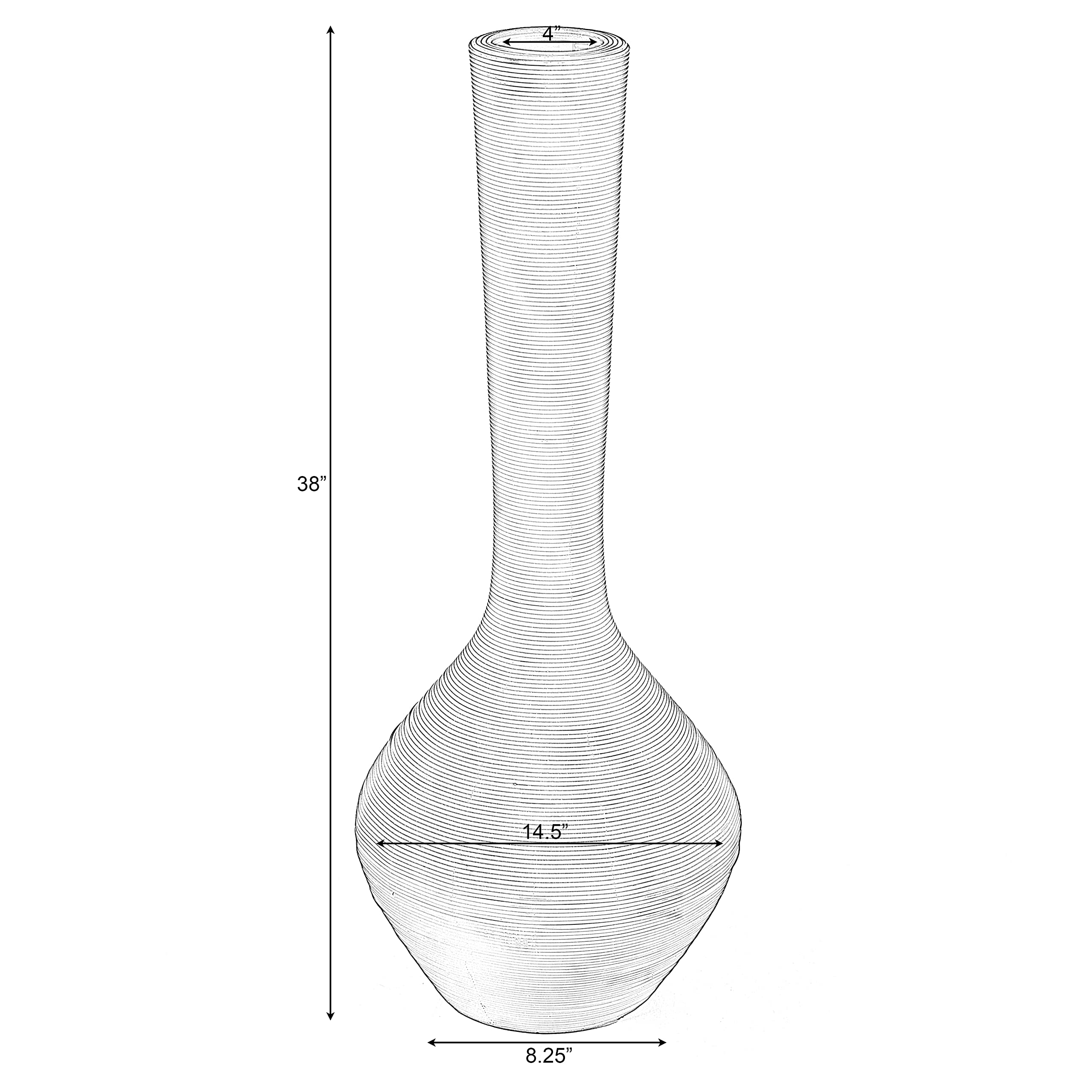 38-inch Tall Floor Vase - Modern Charcoal Grey Extra Large Trumpet Style Plastic Rope Vase | Lightweight Decorative Vase for Entryway, Dining Room, Living Room & Bedroom | Perfect for Home Decor, Wedding Centerpieces & Interior Design