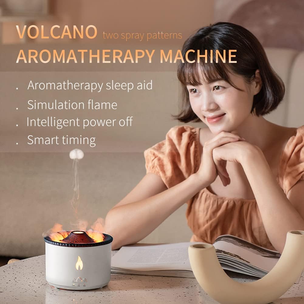 Premium Dhyanut Essential Oil Diffuser with Flame Light - Cool Mist Humidifier for Home, 2 Mist Modes, Timer & Auto-Off Safety | Quiet Aromatherapy Diffuser for Office, Spa, Yoga & Bedroom Relaxation | BPA-Free Plastic Design