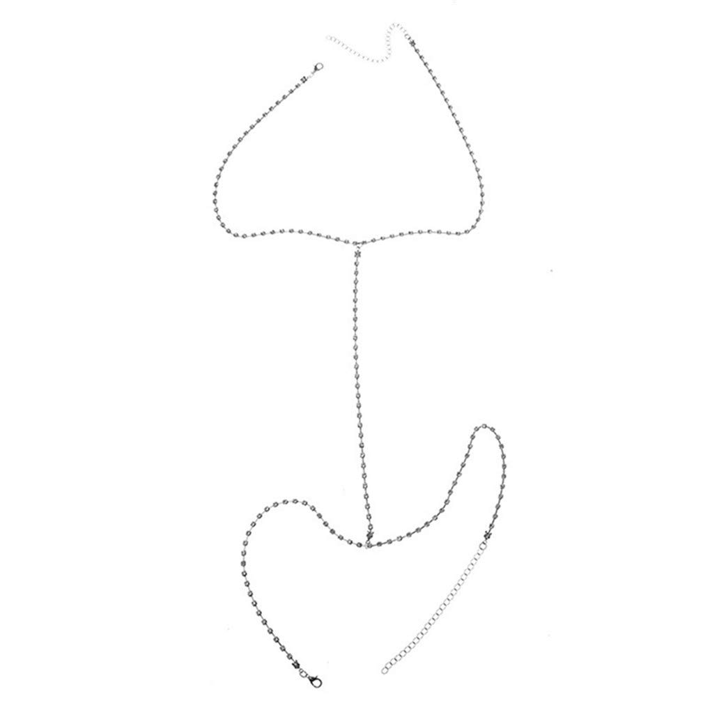 Timesuper Rhinestone Body Chain & Leg Chain - Silver Women's Body Jewelry for Beach, Festival, and Party Outfits