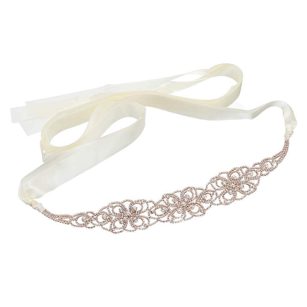 KESYOO Crystal Wedding Dress Belt - Elegant Woven Waistband Decor for Bridal Gowns, Rose Gold Wedding Accessories | Perfect for Bridal Showers, Weddings & Formal Events