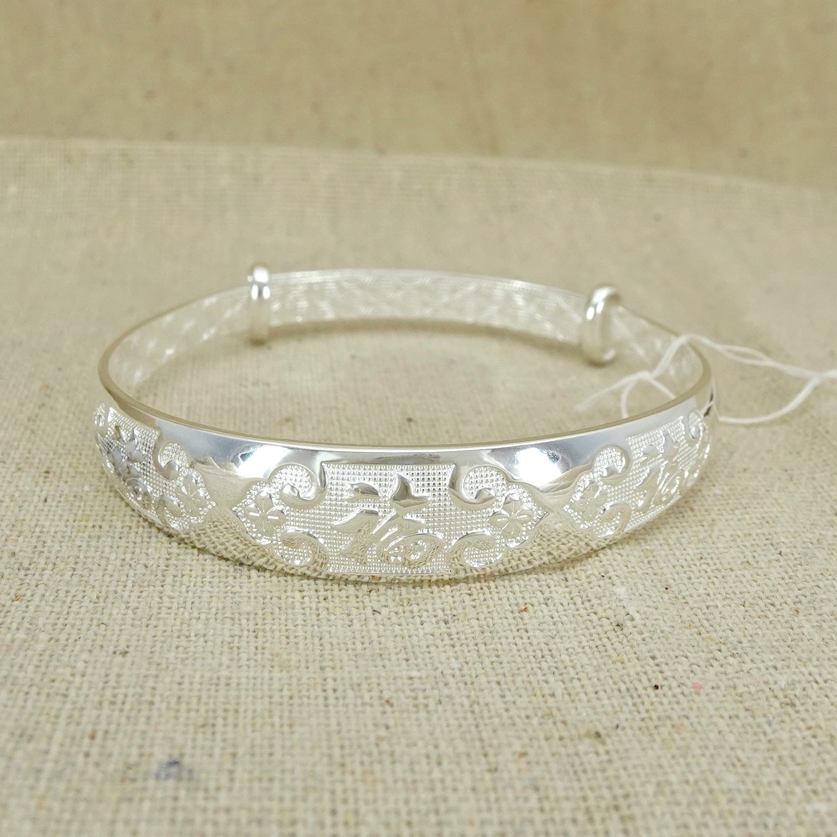 Elegant Silver Bangle Bracelet for Women - Sterling Silver Adjustable Bangle Jewelry - Perfect for Parties, Weddings & Everyday Wear