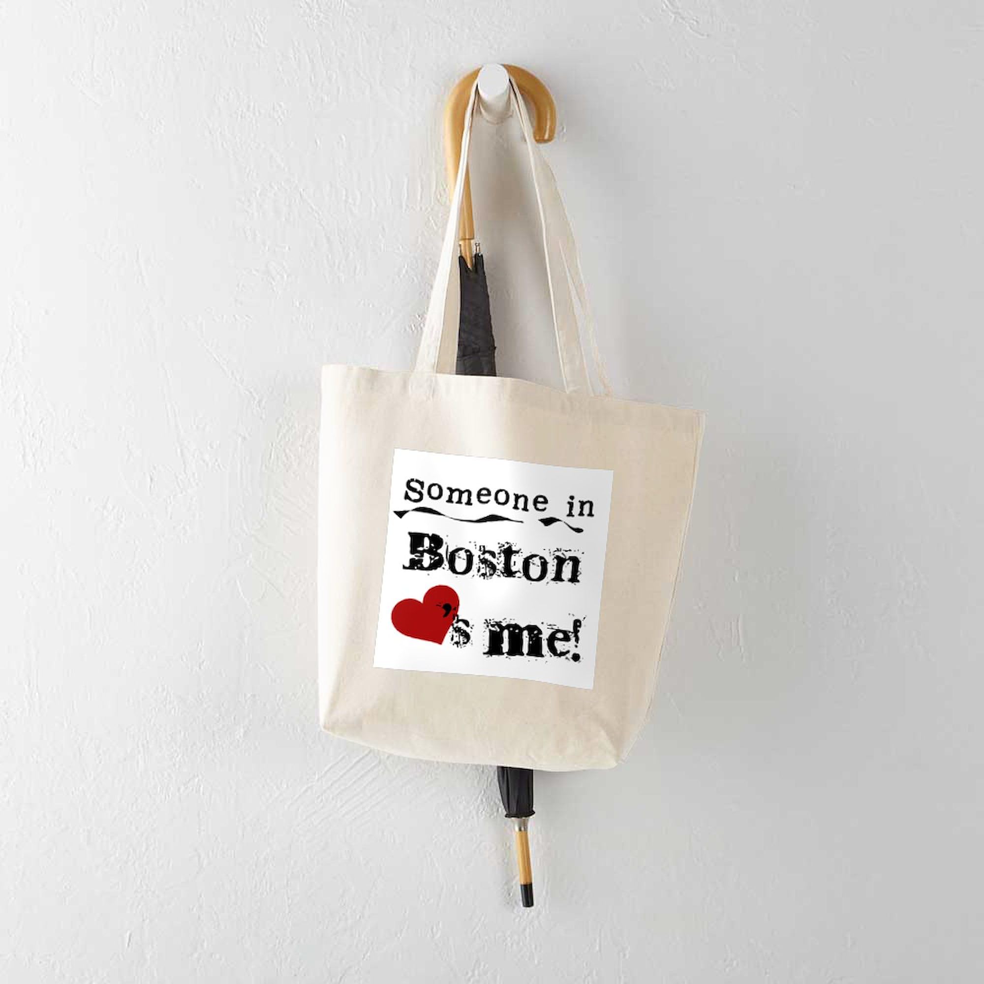 Boston Loves Me Natural Canvas Tote Bag - Eco-Friendly Reusable Grocery Shopping Bag for Women | Perfect for Groceries, Beach Trips & Farmers Market