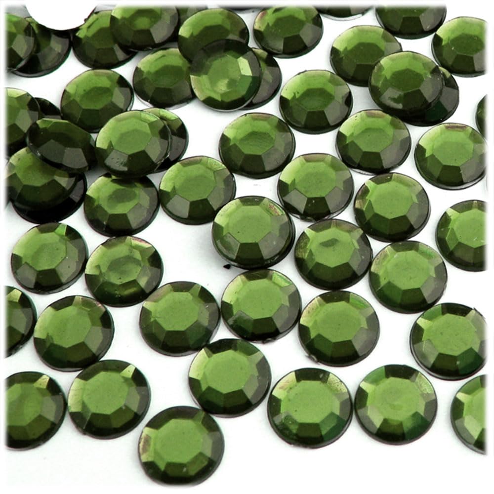 144pc 12mm Olive Green Rhinestones Flatback for DIY Crafts, Jewelry Making, Nail Art, and Scrapbooking - The Crafts Outlet