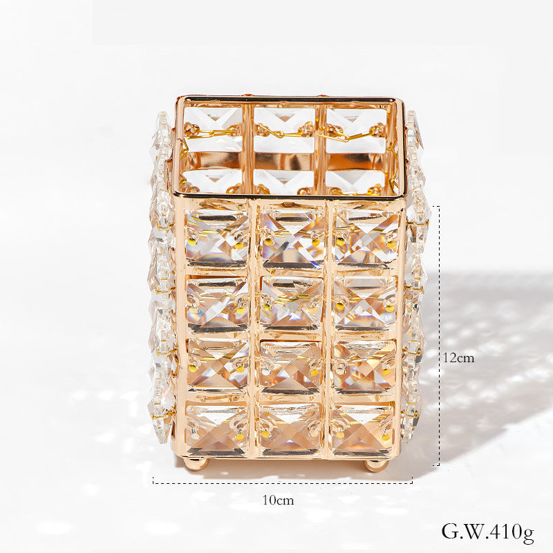 Elegant Crystal Metallic Gold Frame Storage Holder - Perfect for Organizing Jewelry, Sunglasses & Small Accessories on Dresser or Vanity