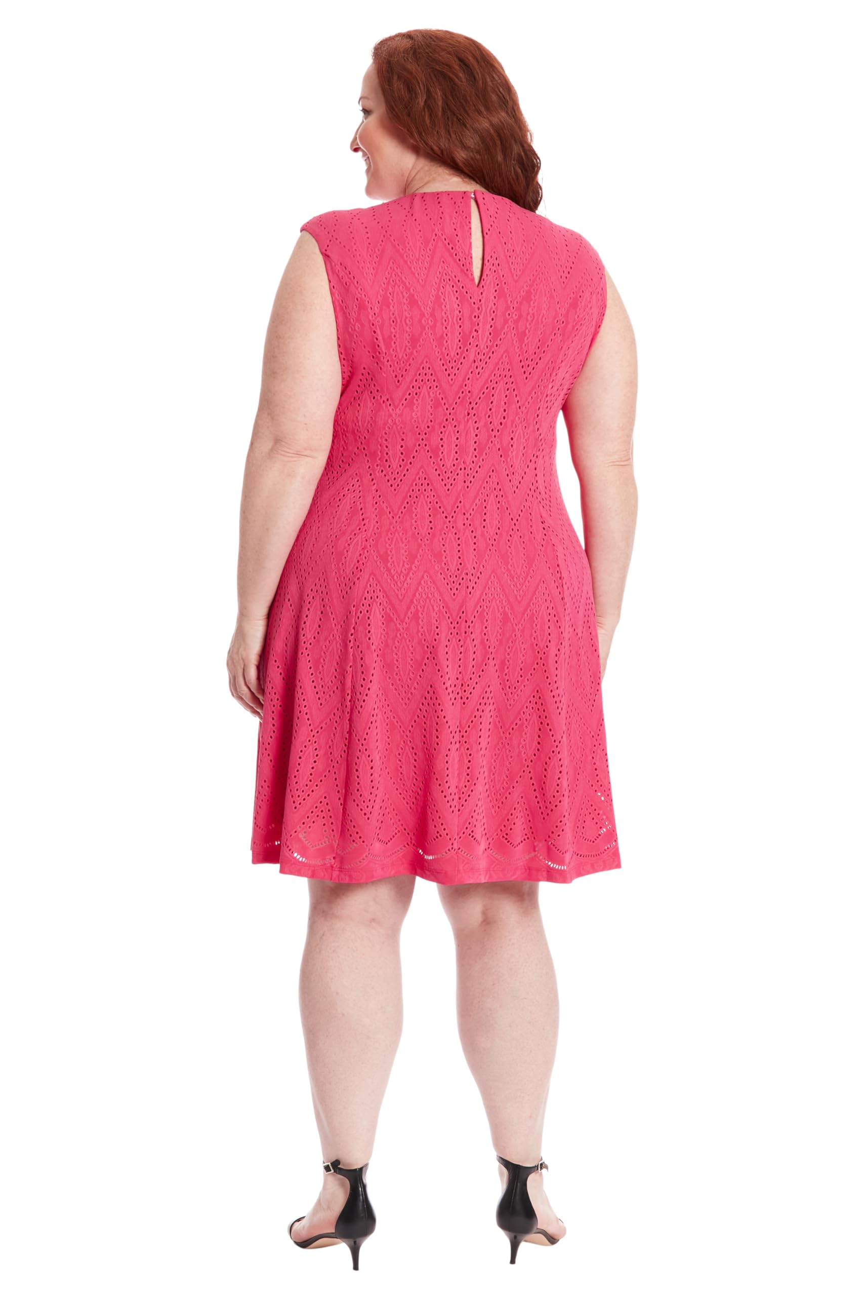 London Times Women's Keyhole Neck Fit & Flare Summer Dress - Casual Flowy Sundress for Beach, Party & Everyday Wear