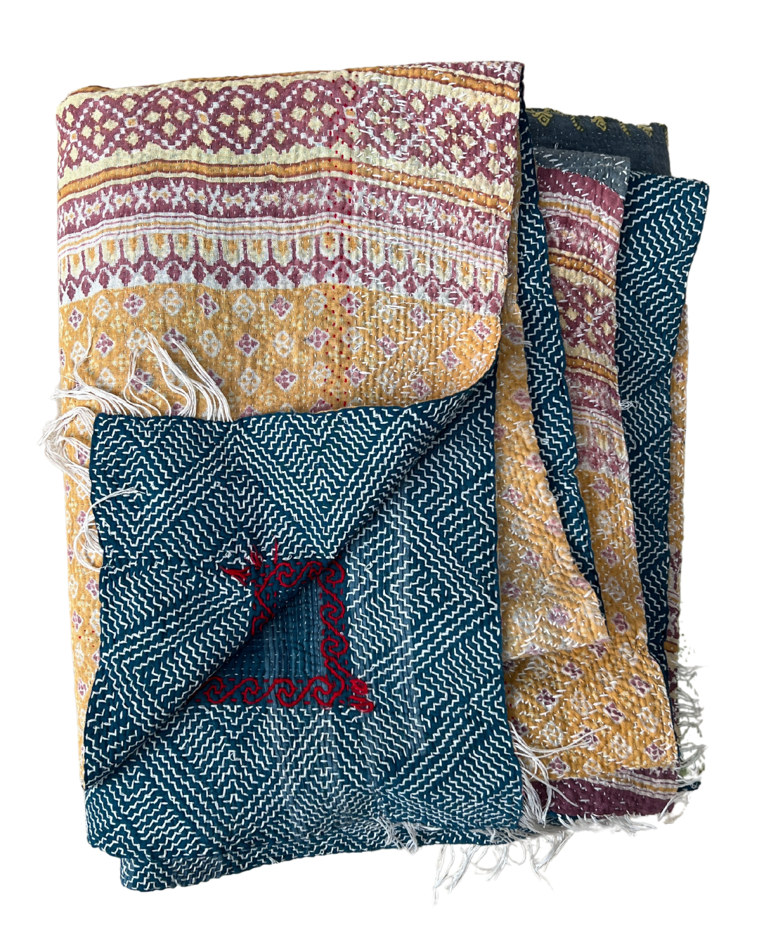 Premium Midweight Kantha Quilt No. 734 - Handmade Cotton Bedspread for Cozy Home Decor | Perfect for Bedroom, Sofa & Boho Style Living Spaces