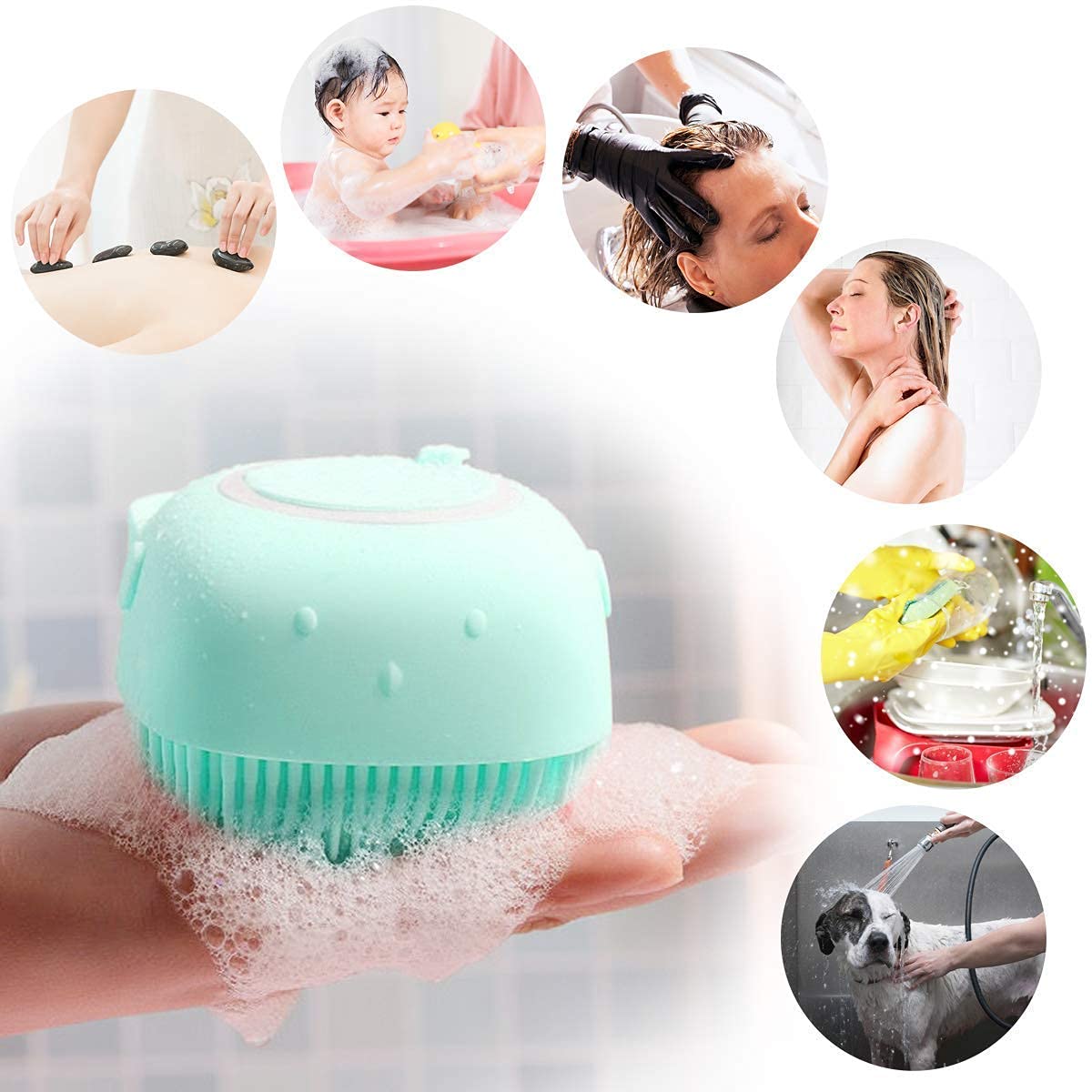 KREZON Silicone Scalp Massage Brush for Shower & Bath - Skin Care & Cleaning