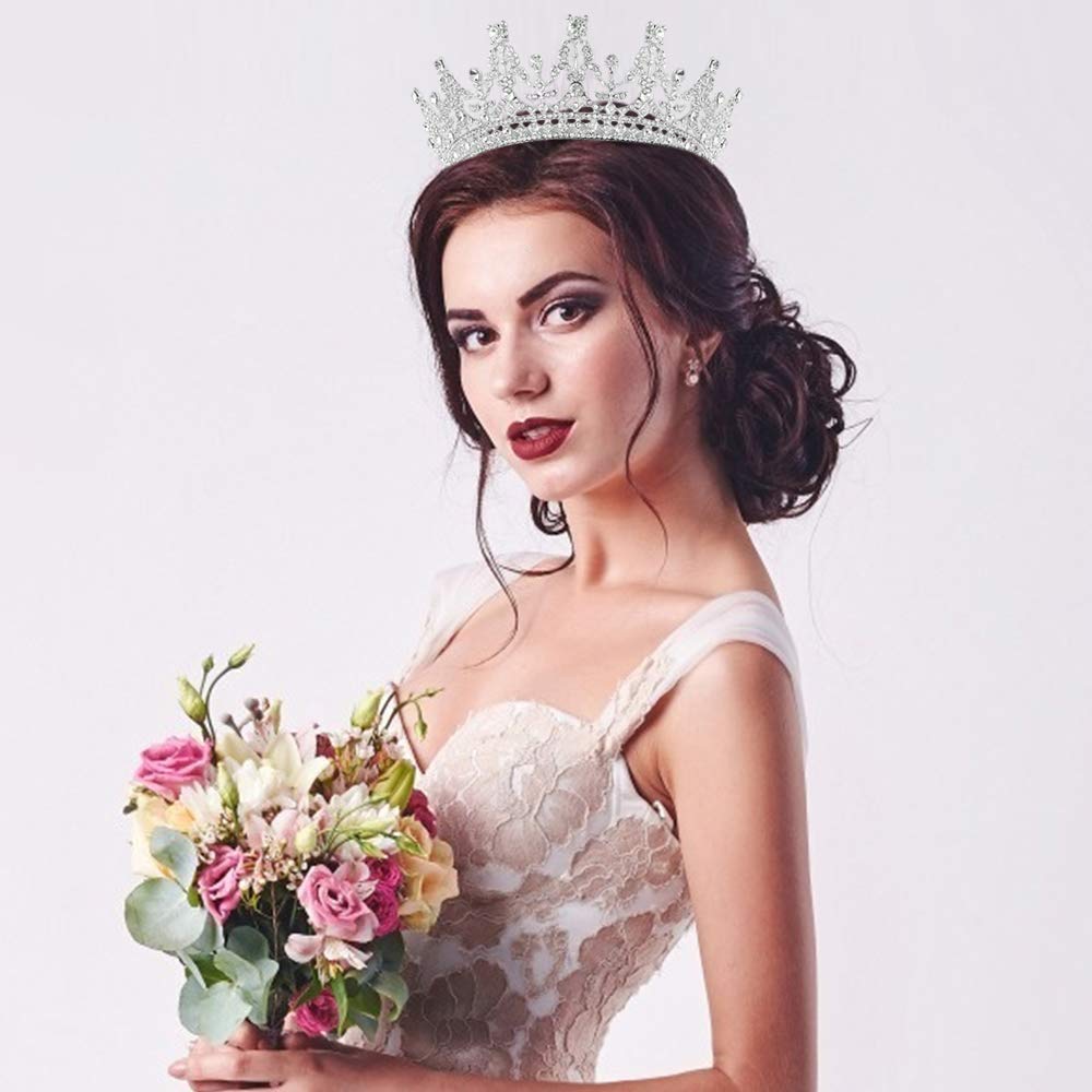 Silver Rhinestone Crown Tiara for Women & Girls - Elegant Princess Bridal Wedding Birthday Prom Crown with Combs | Perfect for Parties, Pageants, and Special Occasions