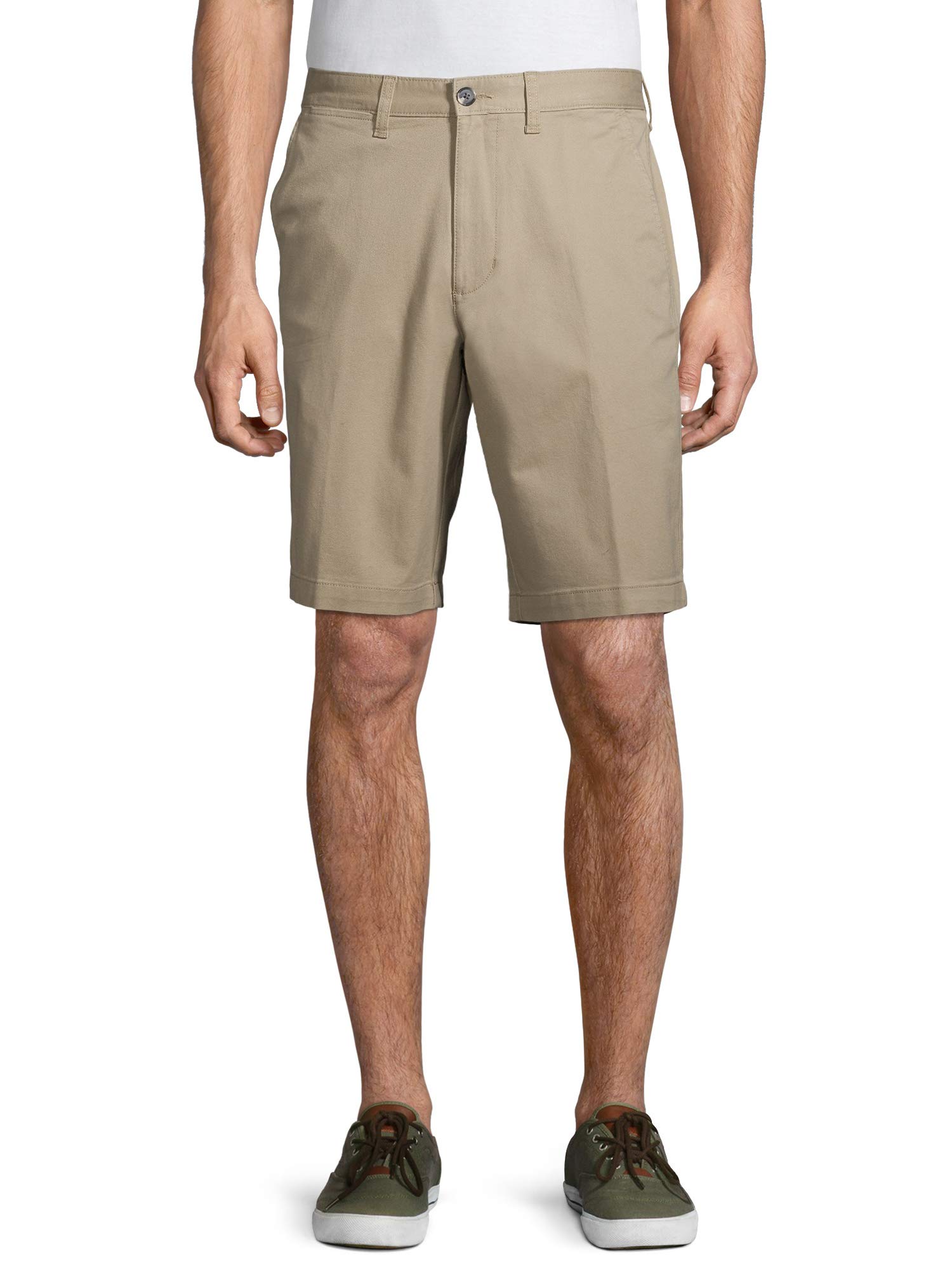 George Clothing Stone Wash Flat Front Shorts for Men - Knee-Length Casual Summer Shorts | Perfect for Beach, Gym, and Everyday Wear