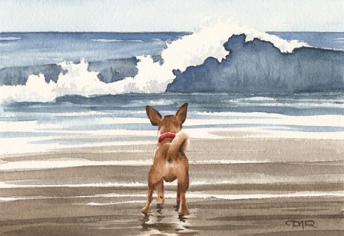 Chihuahua at the Beach Watercolor Art Print by DJ Rogers - Perfect for Coastal Home Decor & Dog Lover Gifts