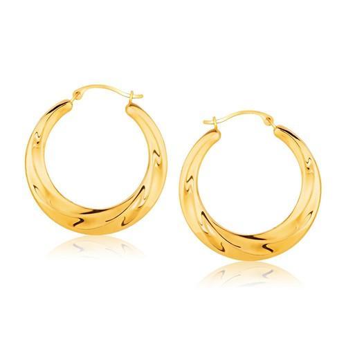 14K Yellow Gold Graduated Textured Hoop Earrings (1 Inch) - Elegant Dangling Earrings for Women, Perfect for Parties, Weddings & Everyday Wear
